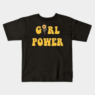 Girl Power - Groovy text with Sunflower Kids T-Shirt